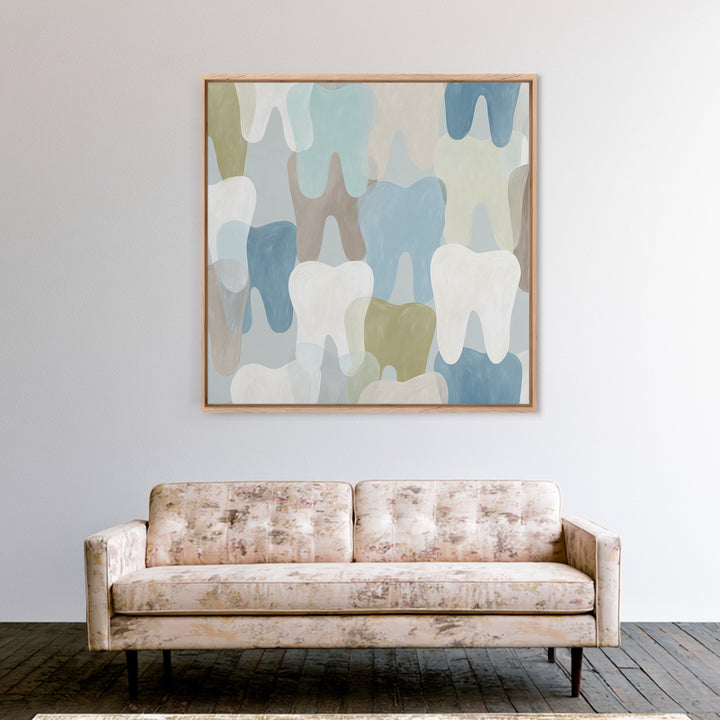Playful Tooth Shaped Character Canvas Print, Dental Office Art, Medical Office Decor, Office Decor, Abstract Art, Calm, DOA-1x1-30