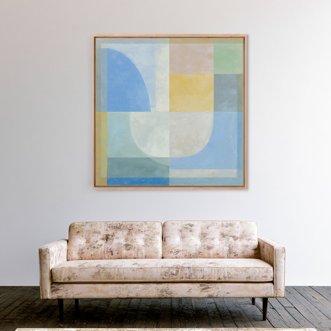 Simple Rainbow Pastel Shapes for Children Canvas Print, Dental Office Art, Dental Decor, Office Decor, Abstract Art, Calm, DOA-1x1-45