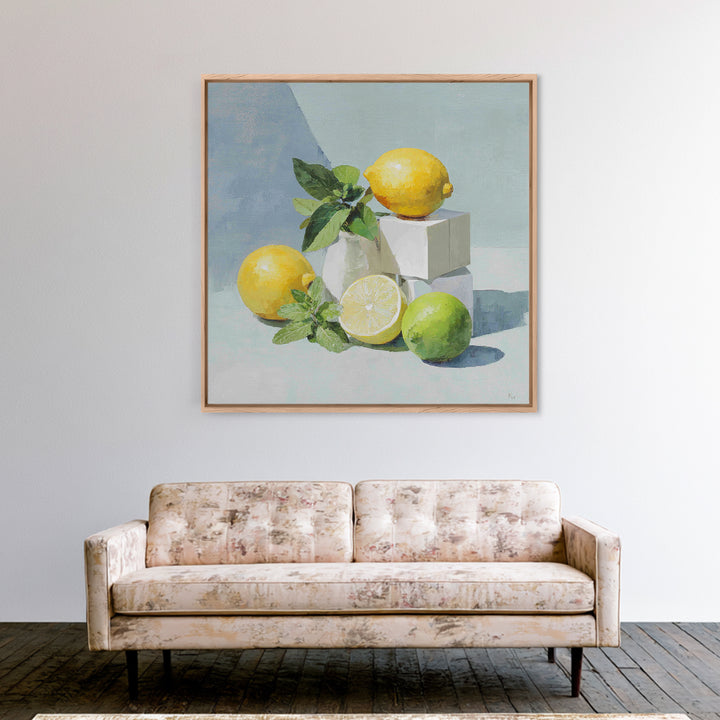 Fresh Citrus and Mint Still Life Canvas Print, Dental Office Art, Dental Hygienist, Office Decor, Watercolor Art, Calm, DOA-1x1-55