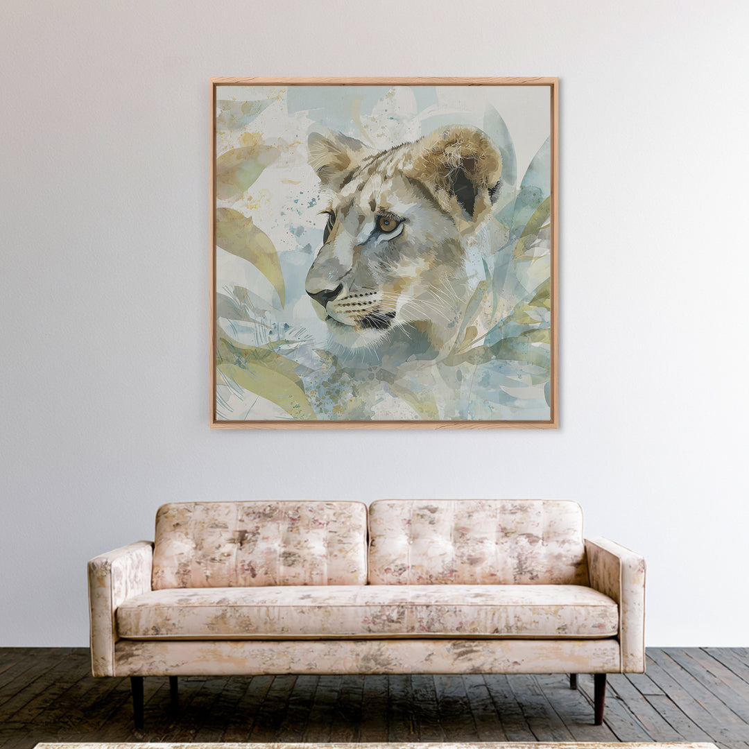 Happy Jungle Animals Framed Canvas Print, Dental Office Art, Dental Assistant, Office Decor, Fine Art, Calm, Gallery Decor, DOA-1x1-62