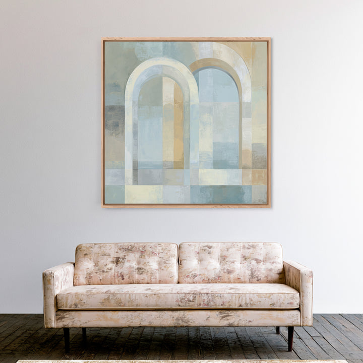 Light Scandinavian Abstract Arches Framed Canvas Print, Dental Office Art, Dental Assistant, Office Decor, Fine Art, Calm, DOA-1x1-65