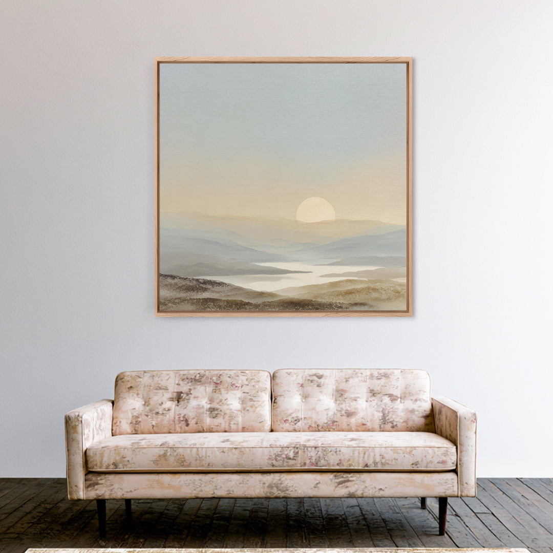 Soft Gradient Sunrise Framed Canvas Print, Dental Office Art, Tooth Art, Office Decor, Calm, Modern Decor, Fine Art Print, DOA-1x1-68