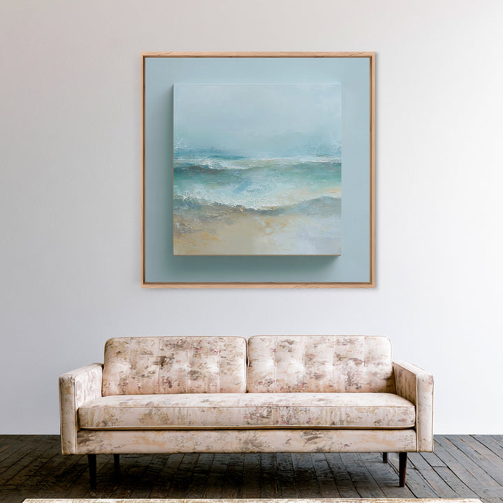 Calming Abstract Ocean Waves Framed Canvas Print, Dental Office Art, Dentist Art, Office Decor, Watercolor Art, Calm, DOA-1x1-73
