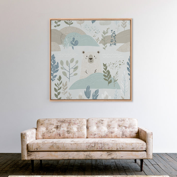 Cheerful Animal Dentist Themed Character Without Text Framed Canvas Print, Dental Office Art, Tooth Art, Office Decor, Calm, DOA-1x1-74