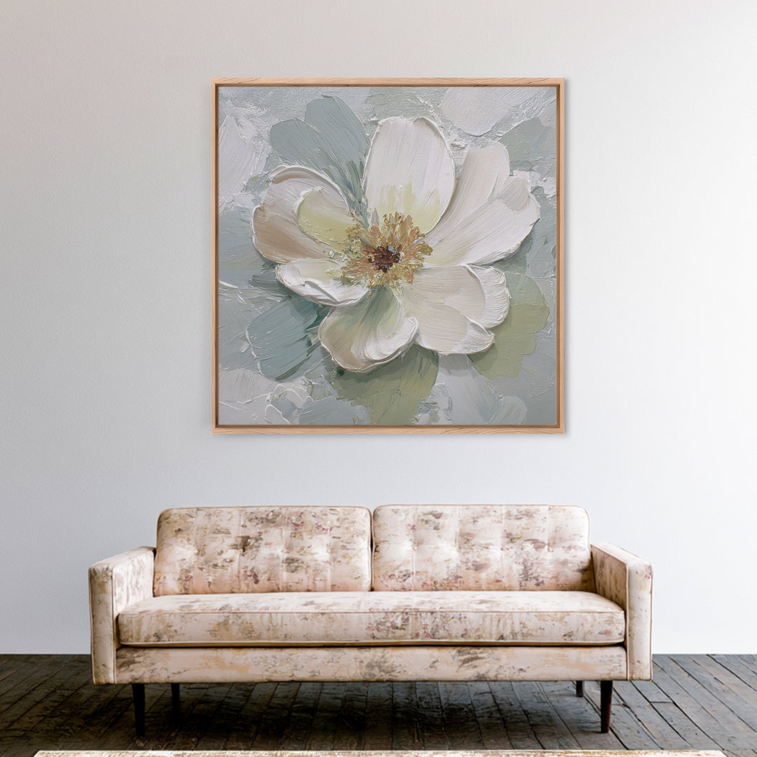 Sterile Modern Floral Painting Framed Canvas Print, Dental Office Art, Home Decor, Office Decor, Oil Painting, Calm, DOA-1x1-83