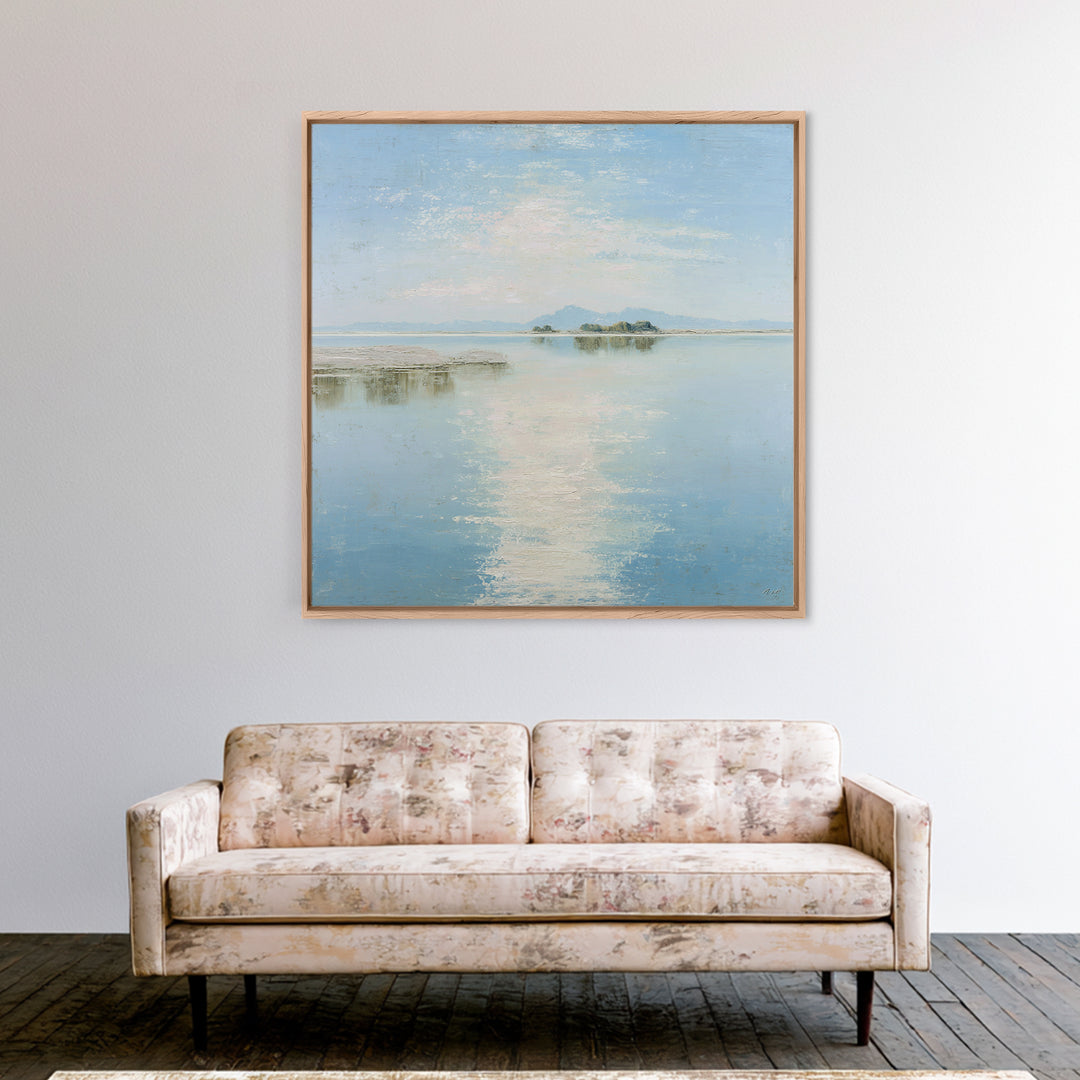 Sunlit Lake with Calming Reflections Canvas Print, Dental Office Art, Gallery Decor, Office Decor, Calm, Minimalist Decor, DOA-1x1-87