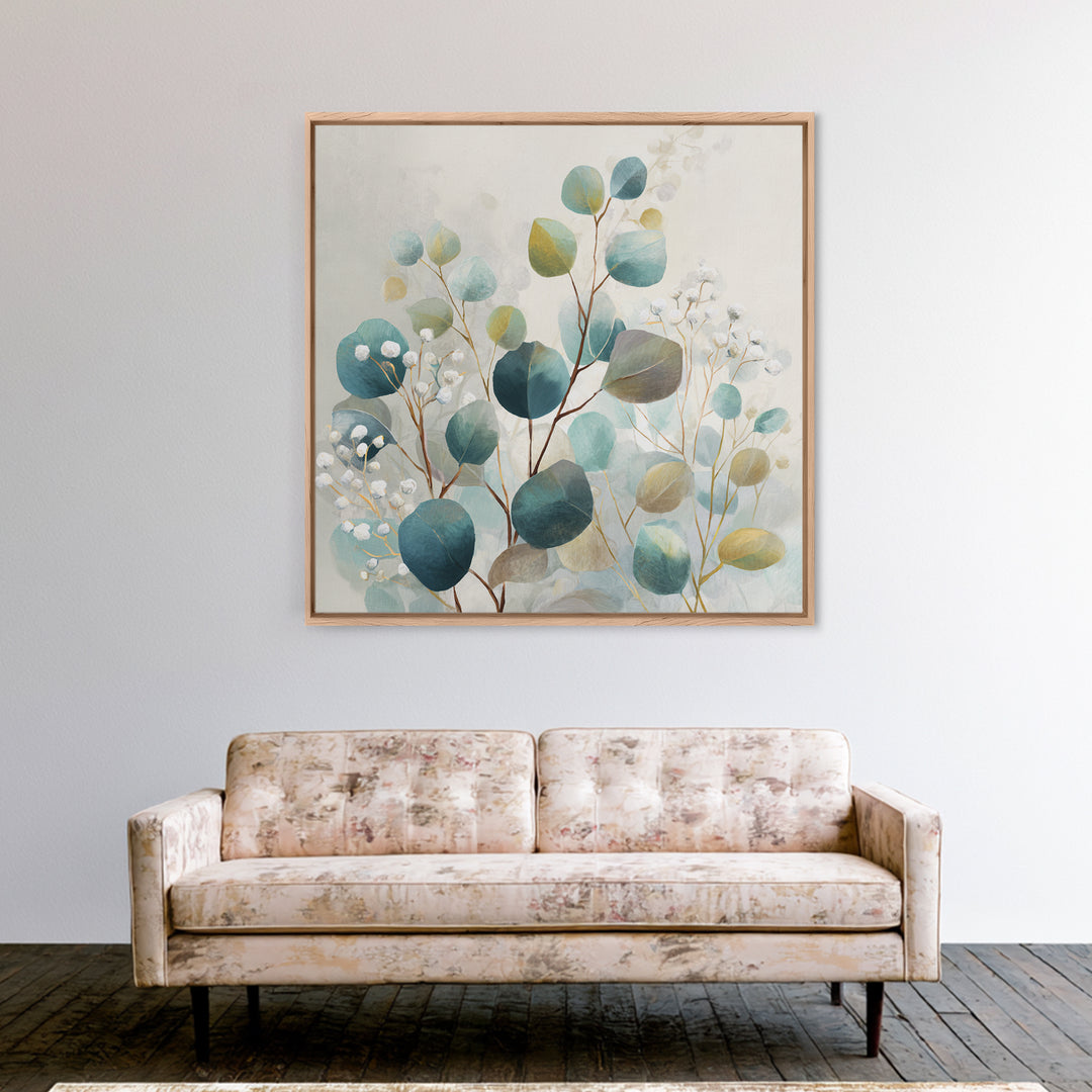 Soft Botanical Eucalyptus Print for Clean Atmosphere Canvas Print, Dental Office Art, Office Decor, Oil Painting, Calm, DOA-1x1-99