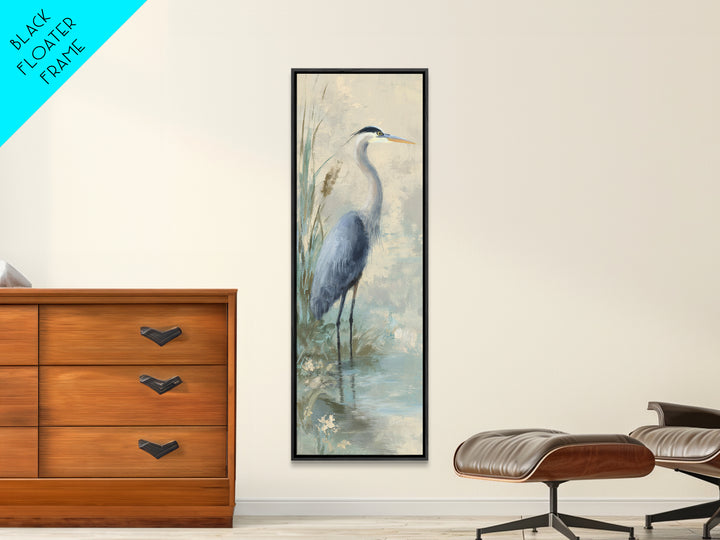 Blue Heron by Calm Marsh Water Canvas Print, Dental Office Art, Digital Print, Office Decor, Calm, Medical Office Decor, DOA-1x3-11
