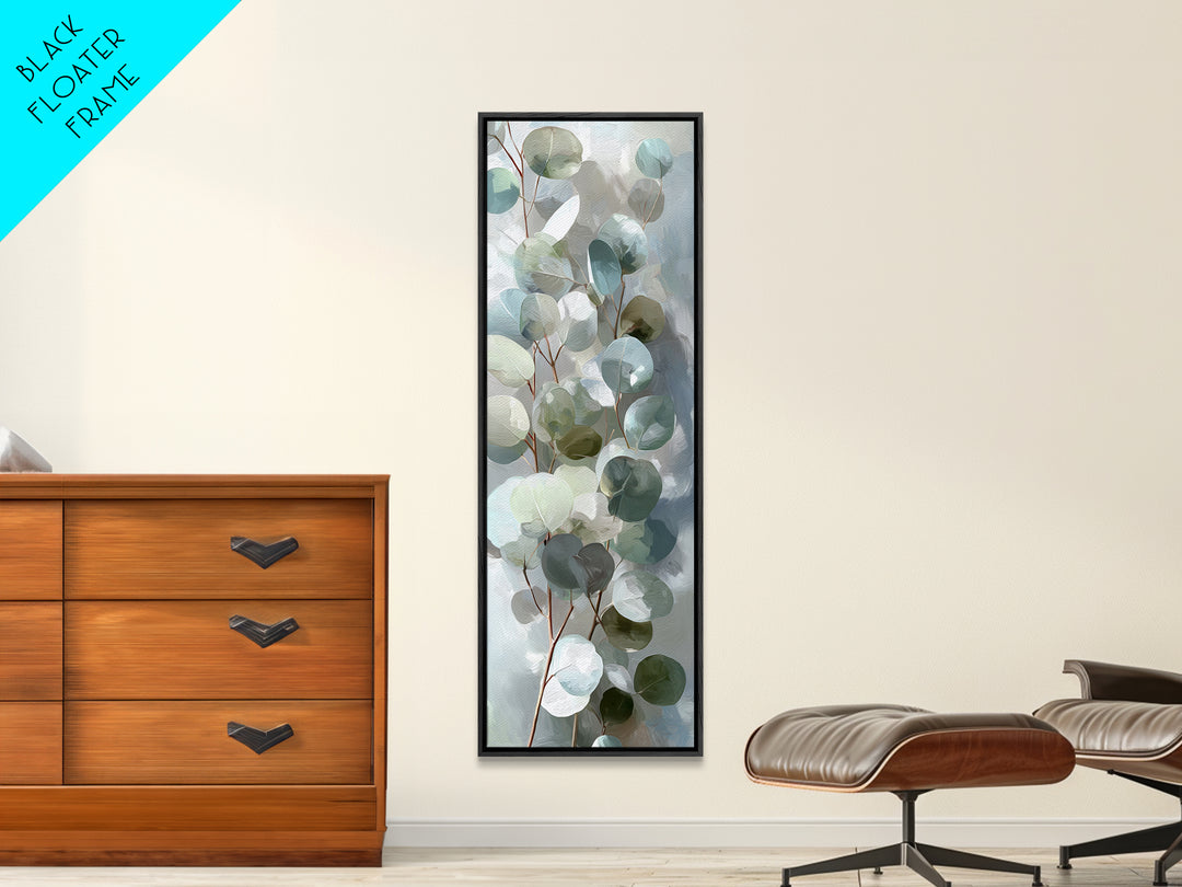 Soft Botanical Eucalyptus Print for Clean Atmosphere Framed Canvas Print, Dental Office Art, Dental Gift, Office Decor, Calm, DOA-1x3-15