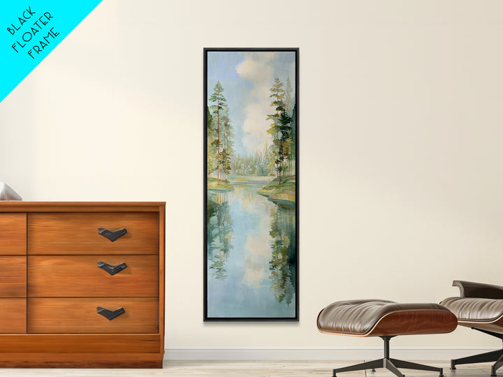Sunlit Lake with Calming Reflections Framed Canvas Print, Dental Office Art, Dentistry Art, Office Decor, Fine Art, Calm, DOA-1x3-3