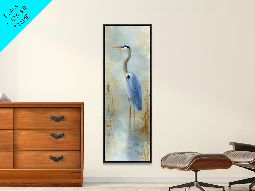 Blue Heron by Calm Marsh Water Canvas Print, Dental Office Art, Statement Artwork, Office Decor, Fine Art, Calm, DOA-1x3-59