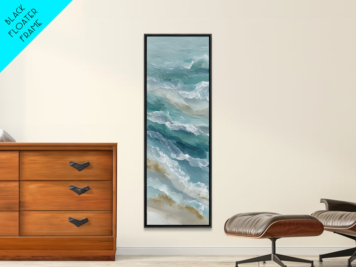 Calming Abstract Ocean Waves Framed Canvas Print, Dental Office Art, Dentist Art, Office Decor, Fine Art, Calm, Luxury Decor, DOA-1x3-61