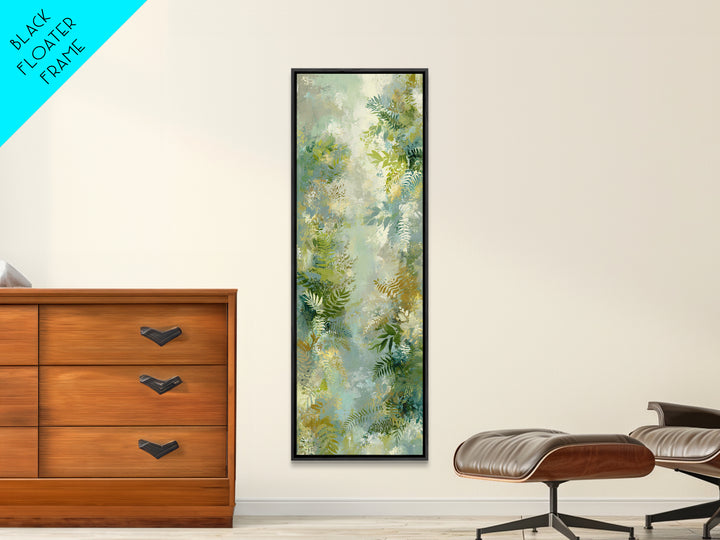 Botanical Fern Study Framed Canvas Print, Dental Office Art, Room Decor, Office Decor, Oil Painting, Calm, Minimalist Wall Art, DOA-1x3-79