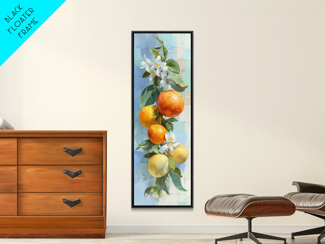 Fresh Citrus and Mint Still Life Framed Canvas Print, Dental Office Art, Office Decor, Oil Painting, Calm, Medical Art, DOA-1x3-91