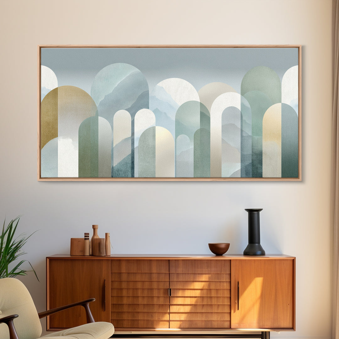 Light Scandinavian Abstract Arches Framed Canvas Print, Dental Office Art, Home Decor, Office Decor, Abstract Art, Calm, DOA-2x1-13