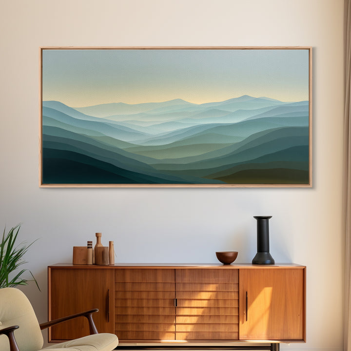 Soft Gradient Sunrise Framed Canvas Print, Dental Office Art, Neutral Decor, Office Decor, Fine Art, Calm, Wall Art, Poster, DOA-2x1-16