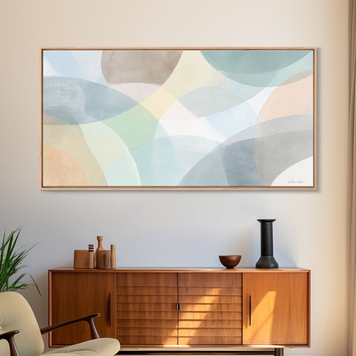 Simple Rainbow Pastel Shapes for Children Canvas Print, Dental Office Art, Gallery Decor, Office Decor, Abstract Art, Calm, DOA-2x1-17