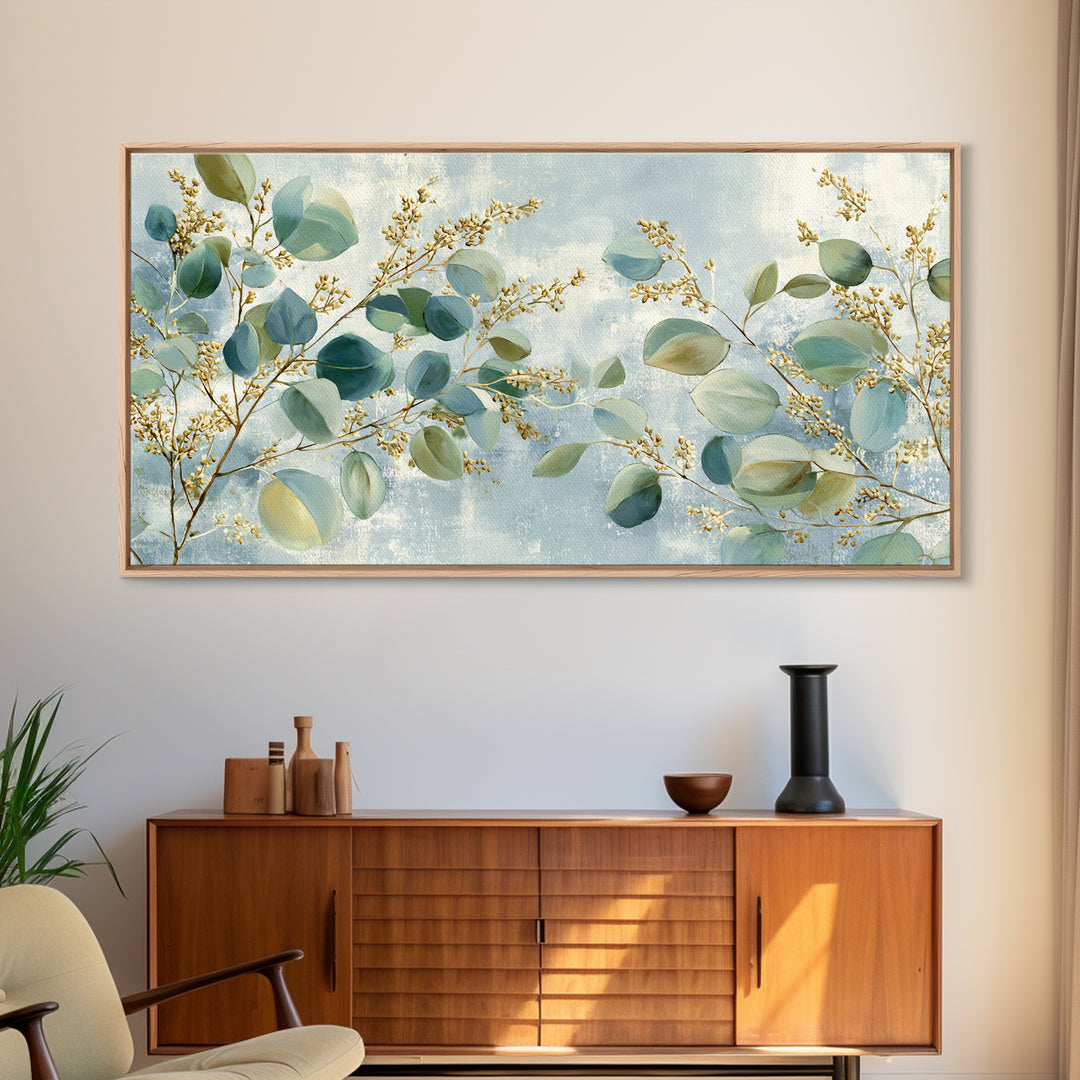 Soft Botanical Eucalyptus Print for Clean Atmosphere Canvas Print, Dental Office Art, Wall Art, Office Decor, Calm, DOA-2x1-23