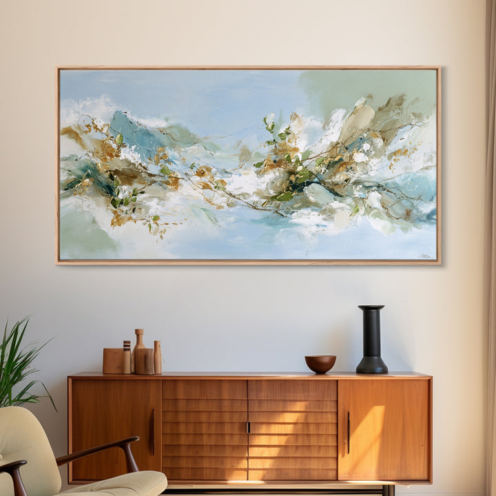 Gentle Mountain Landscape Framed Canvas Print, Dental Office Art, Room Decor, Office Decor, Oil Painting, Calm, DOA-2x1-24