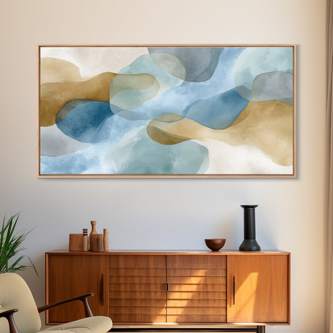 Minimal Smile Curve Abstract Framed Canvas Print, Dental Office Art, Neutral Decor, Office Decor, Fine Art, Calm, Wall Art, DOA-2x1-25