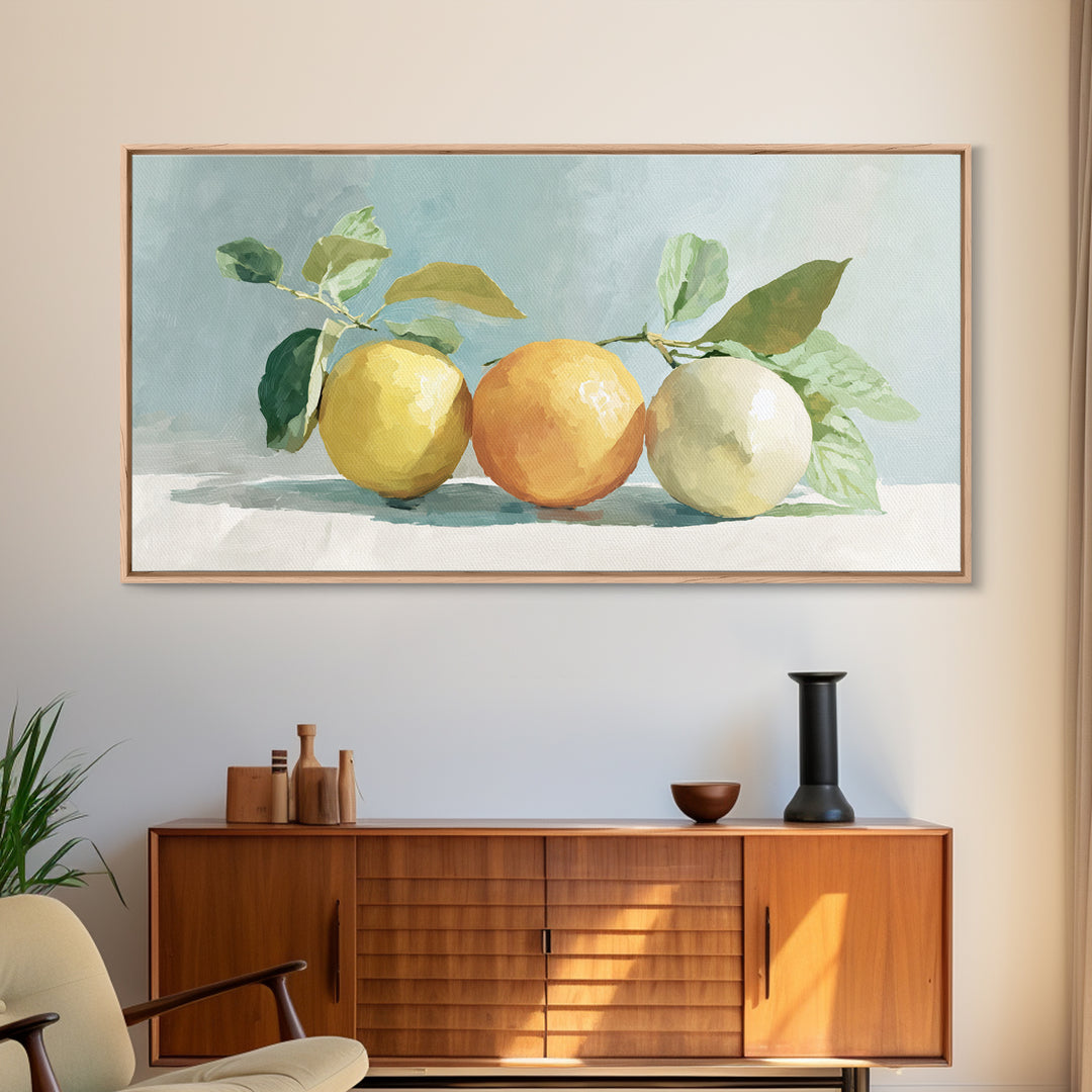 Fresh Citrus and Mint Still Life Framed Canvas Print, Dental Office Art, Unique Wall Art, Office Decor, Fine Art, Calm, DOA-2x1-3