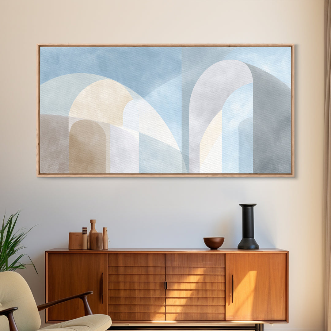 Light Scandinavian Abstract Arches Framed Canvas Print, Dental Office Art, Home Decor, Office Decor, Abstract Art, Calm, DOA-2x1-37