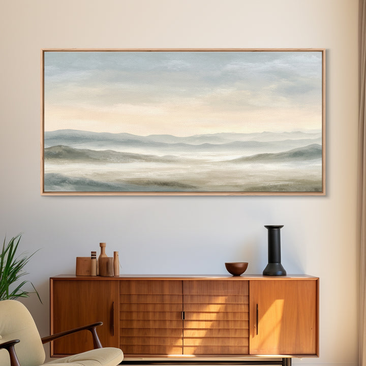 Soft Gradient Sunrise Framed Canvas Print, Dental Office Art, Contemporary Art, Office Decor, Fine Art, Calm, Dental Wall Art, DOA-2x1-40