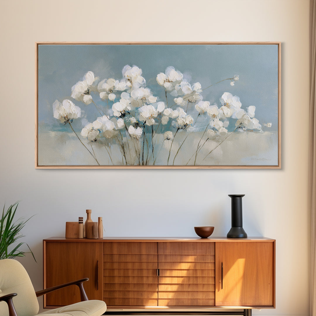 Sterile Modern Floral Painting Framed Canvas Print, Dental Office Art, Minimalist Wall Art, Office Decor, Fine Art, Calm, DOA-2x1-55
