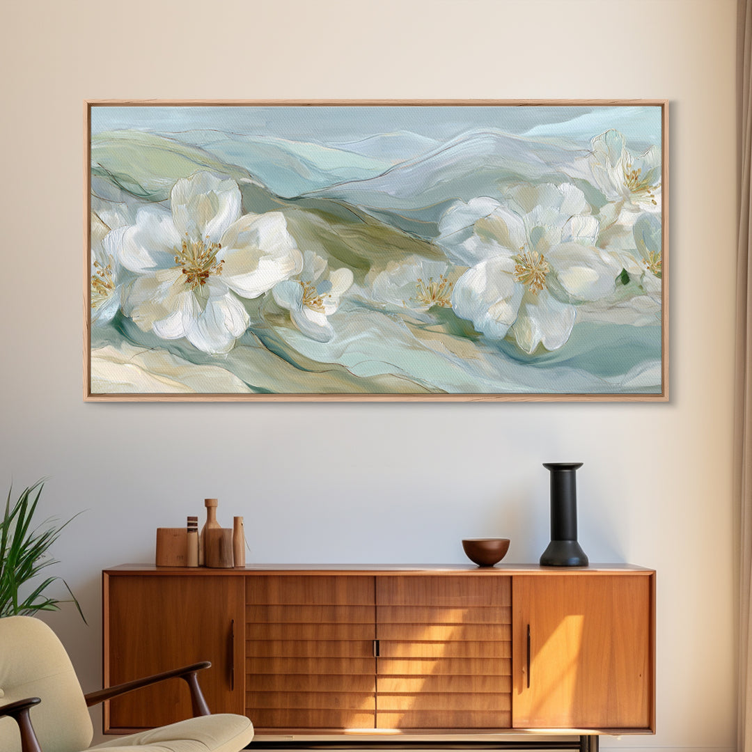 White Orchid on Stone Background Framed Canvas Print, Dental Office Art, Printable Wall Art, Office Decor, Fine Art, Calm, DOA-2x1-56