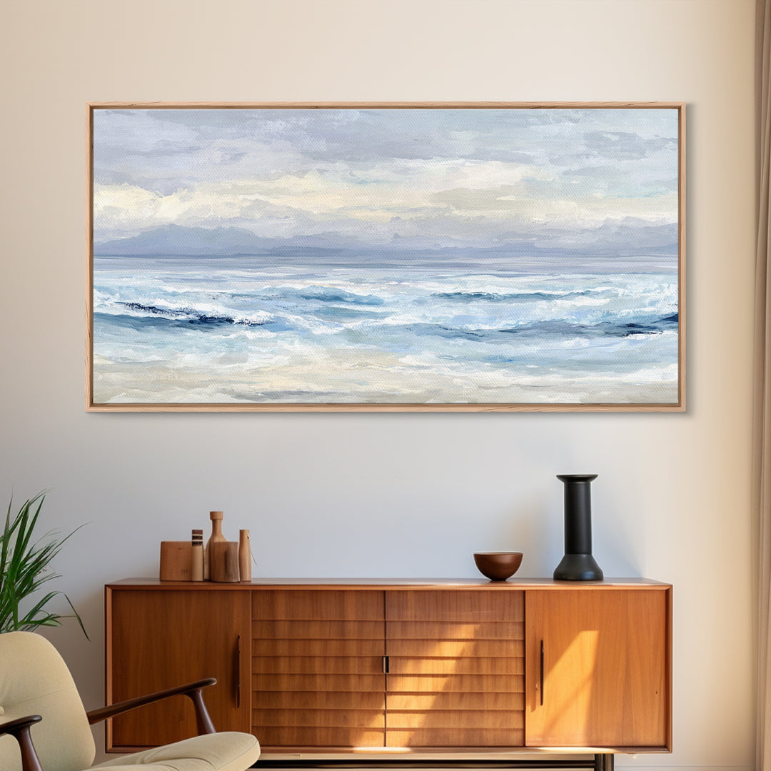 Calming Abstract Ocean Waves Canvas Print, Dental Office Art, Minimalist Decor, Office Decor, Calm, Motivational Poster, DOA-2x1-69