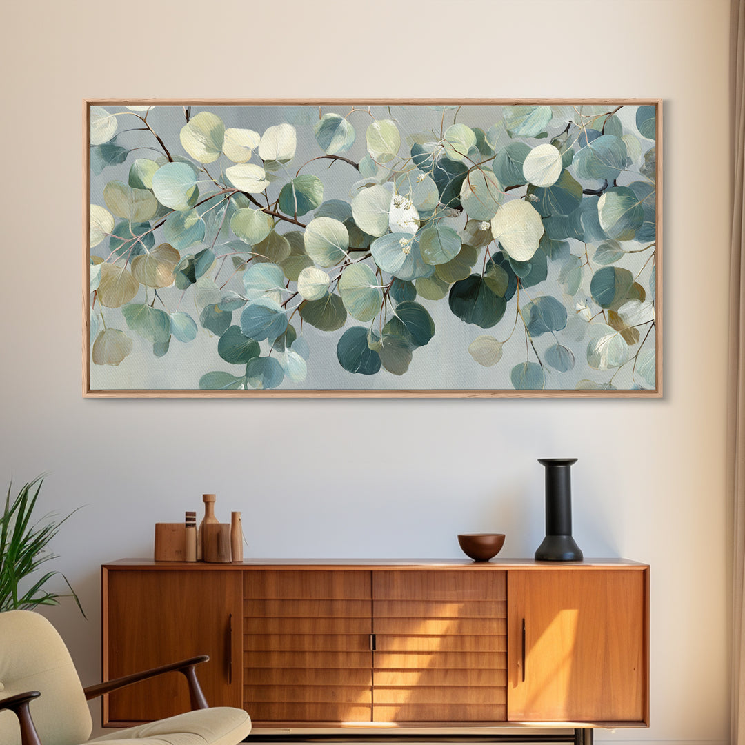 Soft Botanical Eucalyptus Print for Clean Atmosphere Canvas Print, Dental Office Art, Medical Office Decor, Office Decor, Calm, DOA-2x1-71