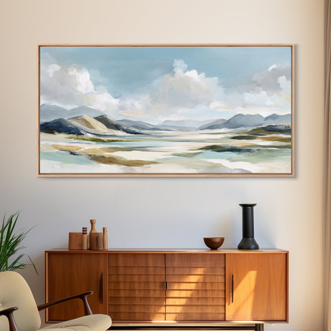 Gentle Mountain Landscape Framed Canvas Print, Dental Office Art, Unique Wall Art, Office Decor, Calm, Dental Assistant, DOA-2x1-72