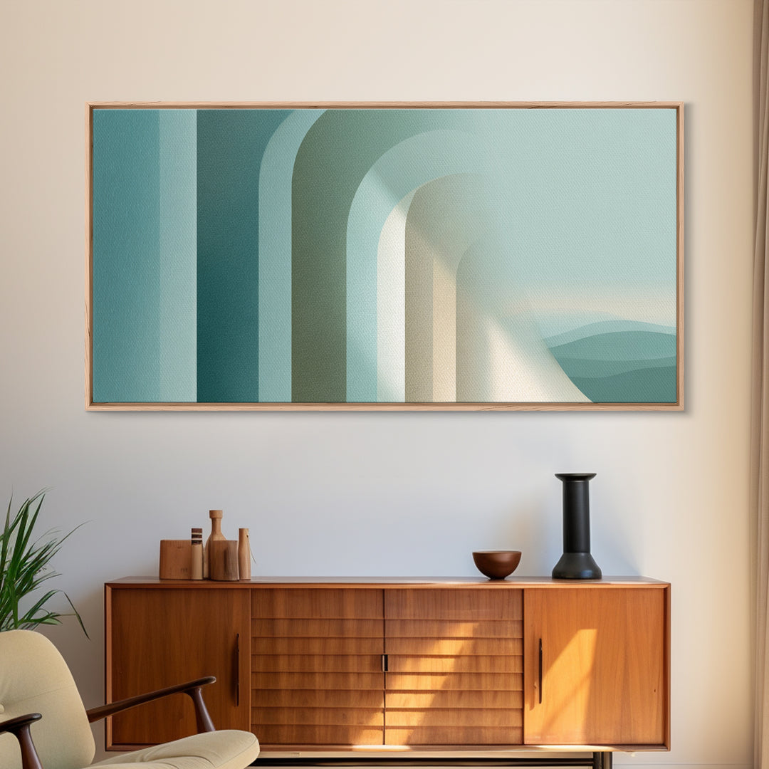 Light Scandinavian Abstract Arches Framed Canvas Print, Dental Office Art, Textured Painting, Office Decor, Fine Art, Calm, DOA-2x1-85
