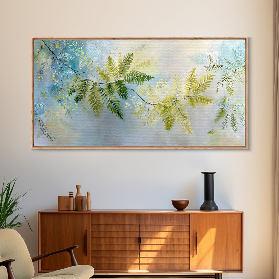 Botanical Fern Study Framed Canvas Print, Dental Office Art, Dental Hygiene, Office Decor, Watercolor Art, Calm, DOA-2x1-87