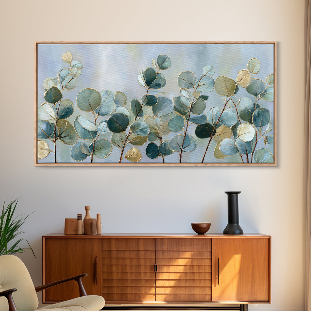 Soft Botanical Eucalyptus Print for Clean Atmosphere Canvas Print, Dental Office Art, Dentistry Art, Office Decor, Calm, DOA-2x1-95