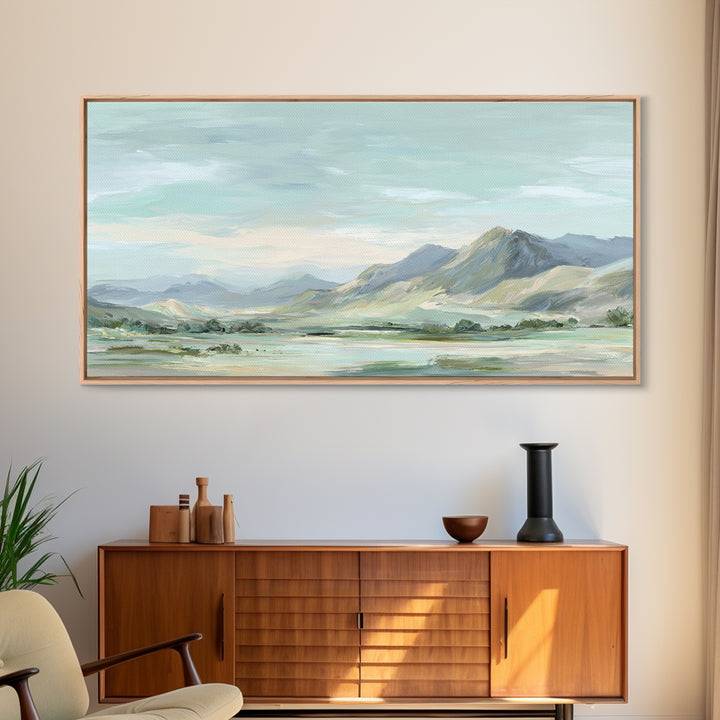 Gentle Mountain Landscape Framed Canvas Print, Dental Office Art, Medical Decor, Office Decor, Fine Art, Calm, Home Decor, DOA-2x1-96