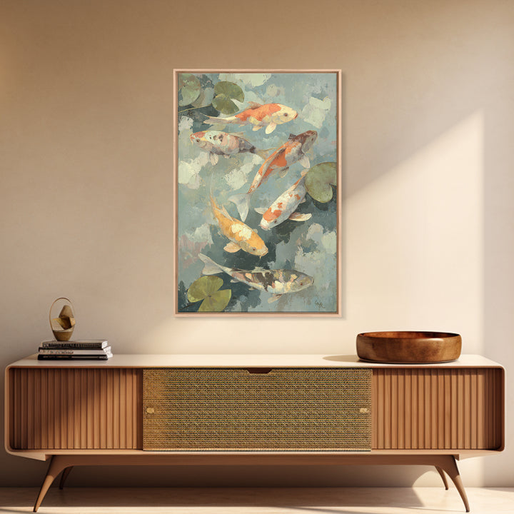 Colorful Fish Swimming Framed Canvas Print, Dental Office Art, Dental Gift, Office Decor, Abstract Art, Calm, DOA-2x3-2