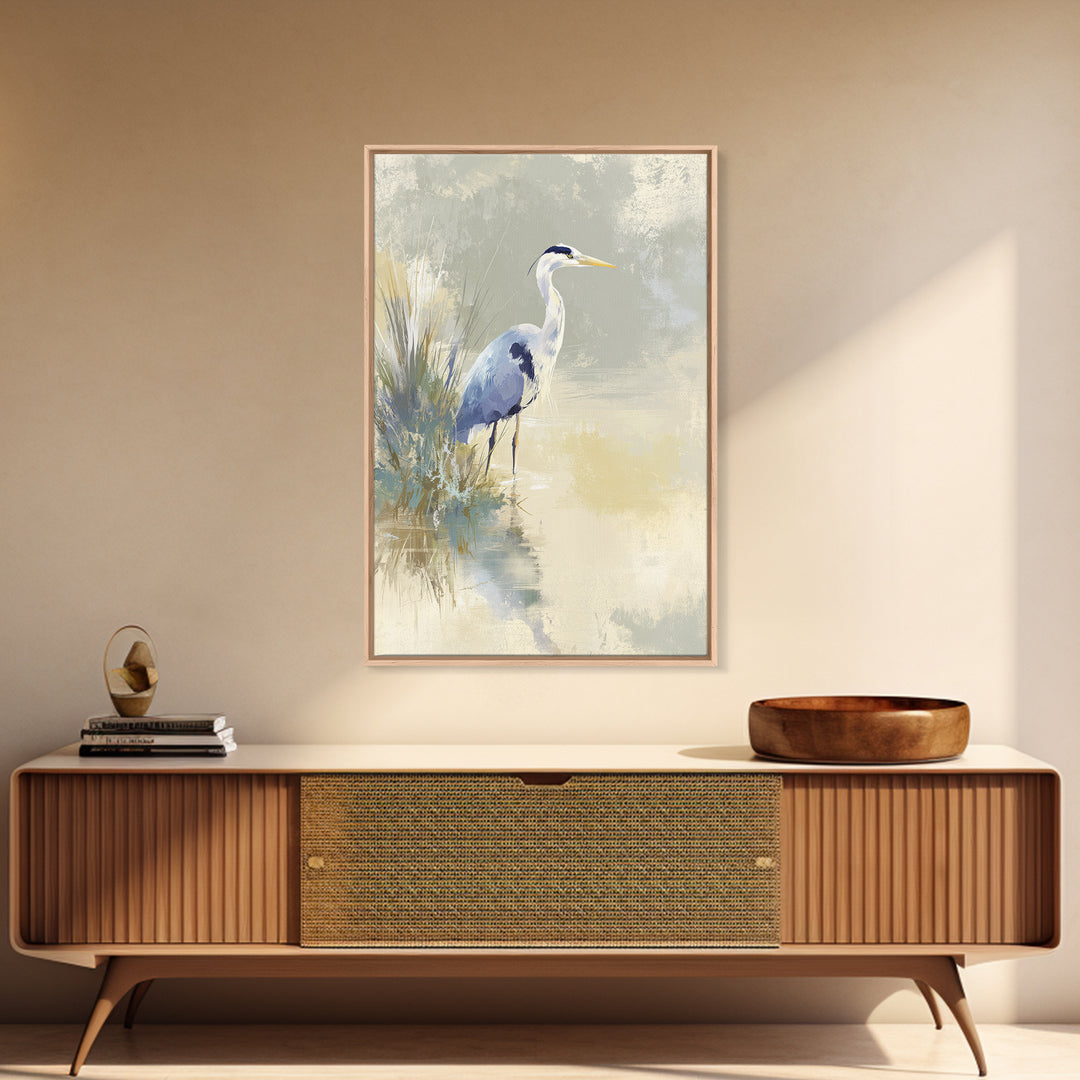 Blue Heron by Calm Marsh Water Canvas Print, Dental Office Art, Dental Art, Office Decor, Fine Art, Calm, Dental Gift, DOA-2x3-31