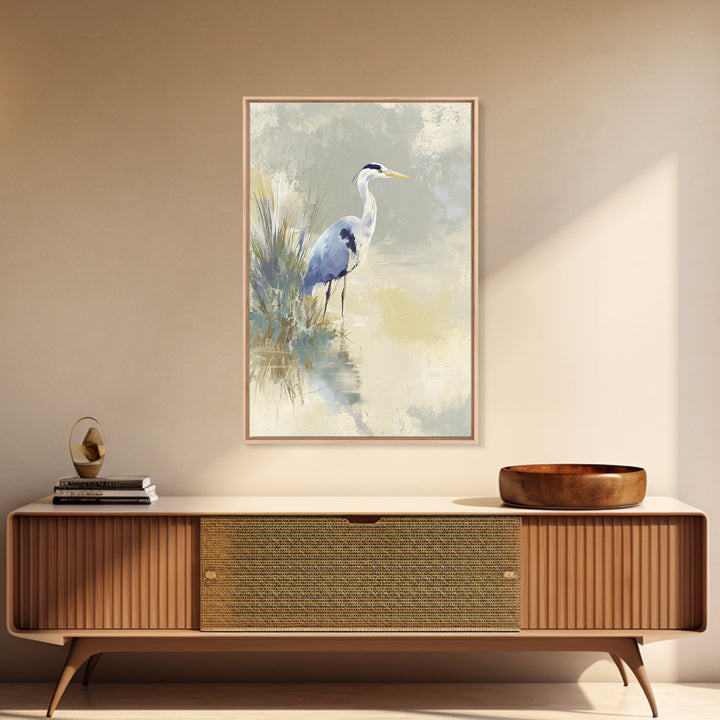Blue Heron by Calm Marsh Water Canvas Print, Dental Office Art, Dental Art, Office Decor, Fine Art, Calm, Dental Gift, DOA-2x3-31
