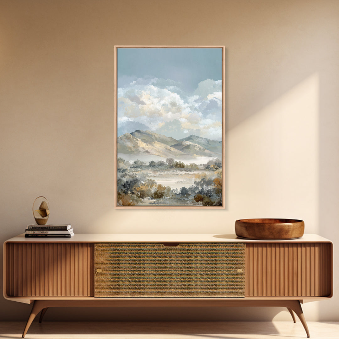 Gentle Mountain Landscape Framed Canvas Print, Dental Office Art, Office Decor, Watercolor Art, Calm, Medical Art, DOA-2x3-36