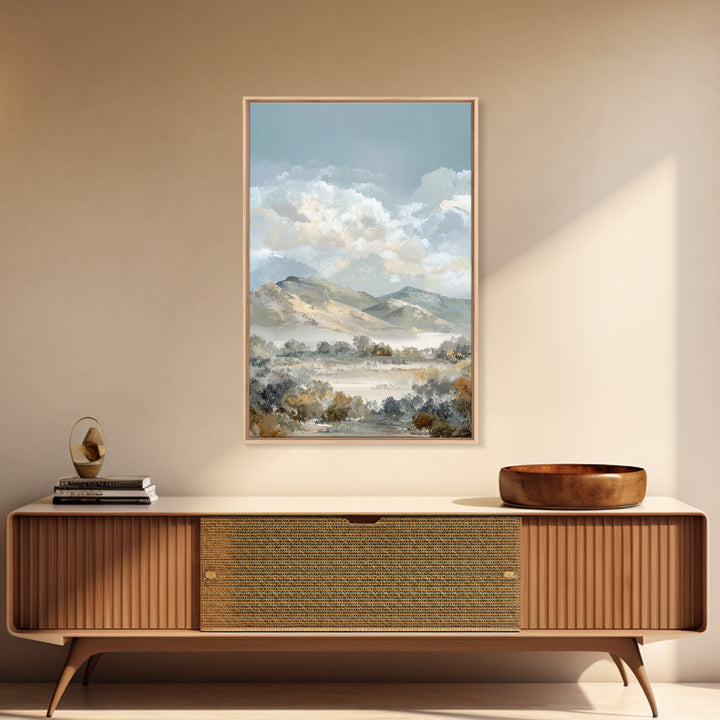 Gentle Mountain Landscape Framed Canvas Print, Dental Office Art, Office Decor, Watercolor Art, Calm, Medical Art, DOA-2x3-36