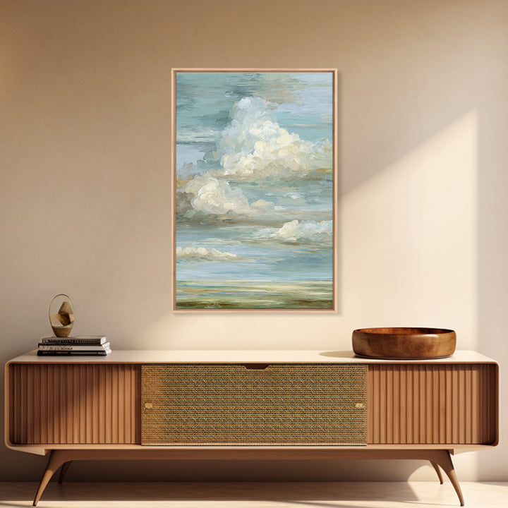 Peaceful Clouds over Open Meadow Framed Canvas Print, Dental Office Art, Modern Decor, Office Decor, Fine Art, Calm, Poster, DOA-2x3-41