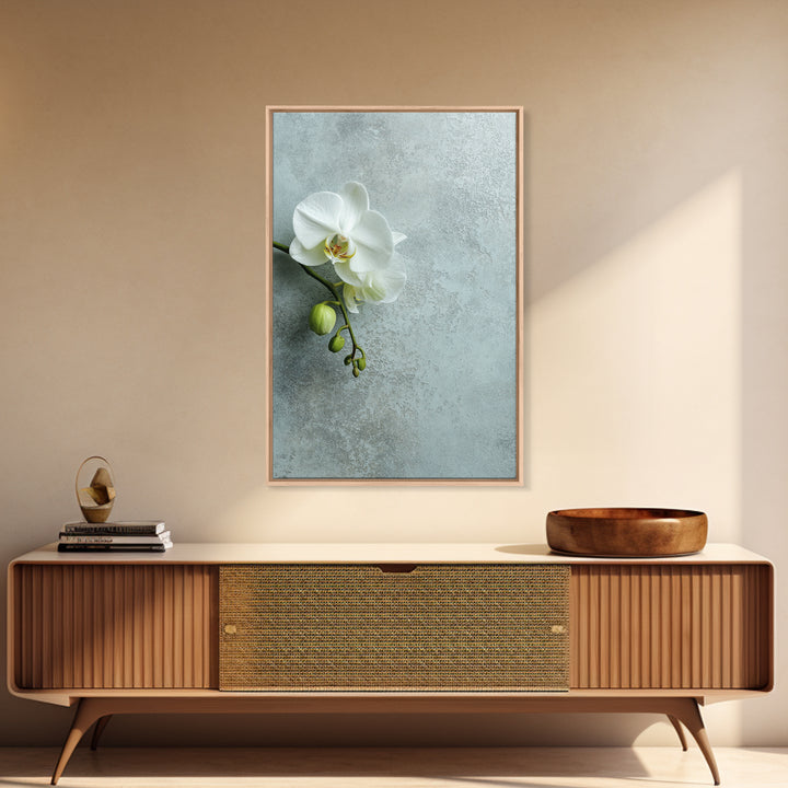 White Orchid on Stone Background Framed Canvas Print, Dental Office Art, Modern Decor, Office Decor, Fine Art, Calm, Poster, DOA-2x3-68