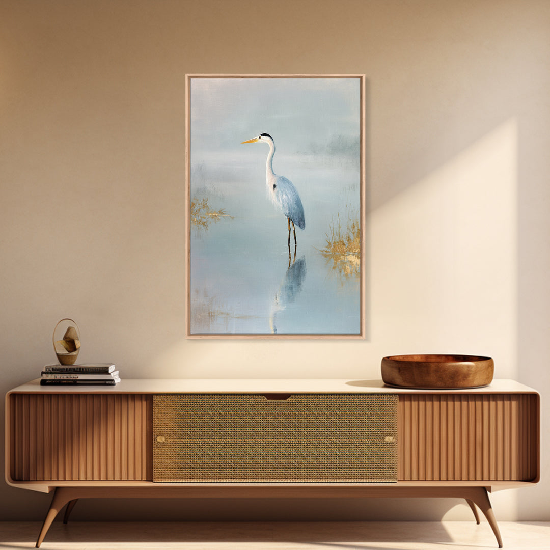 Blue Heron by Calm Marsh Water Canvas Print, Dental Office Art, Decor, Office Decor, Fine Art, Calm, Digital Artwork, DOA-2x3-7