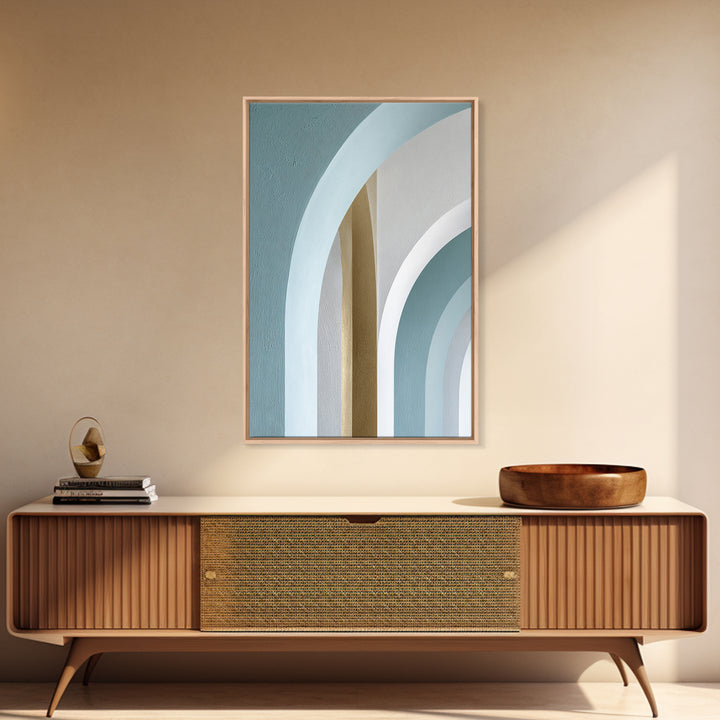 Light Scandinavian Abstract Arches Framed Canvas Print, Dental Office Art, Textured Painting, Office Decor, Abstract Art, Calm, DOA-2x3-73