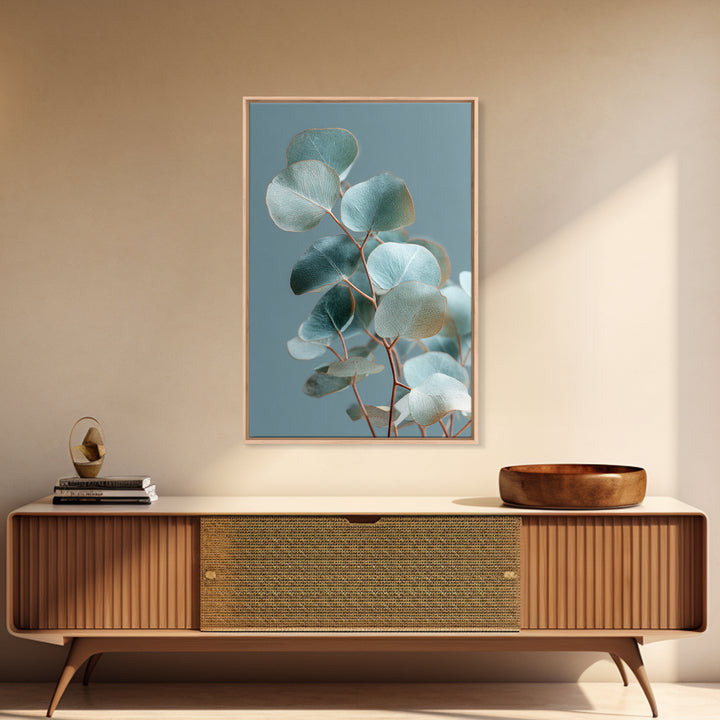 Soft Botanical Eucalyptus Print for Clean Atmosphere Framed Canvas Print, Dental Office Art, Boho Decor, Office Decor, Calm, DOA-2x3-83