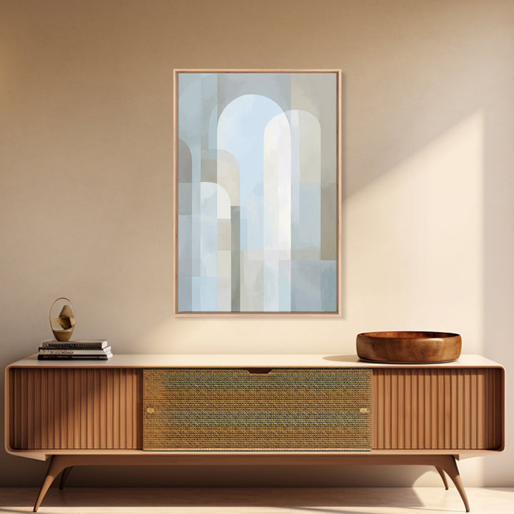 Light Scandinavian Abstract Arches Framed Canvas Print, Dental Office Art, Textured Painting, Office Decor, Abstract Art, Calm, DOA-2x3-97