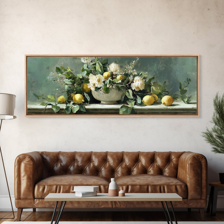 Fresh Citrus and Mint Still Life Framed Canvas Print, Dental Office Art, Medical Office Art, Office Decor, Fine Art, Calm, DOA-3x1-23