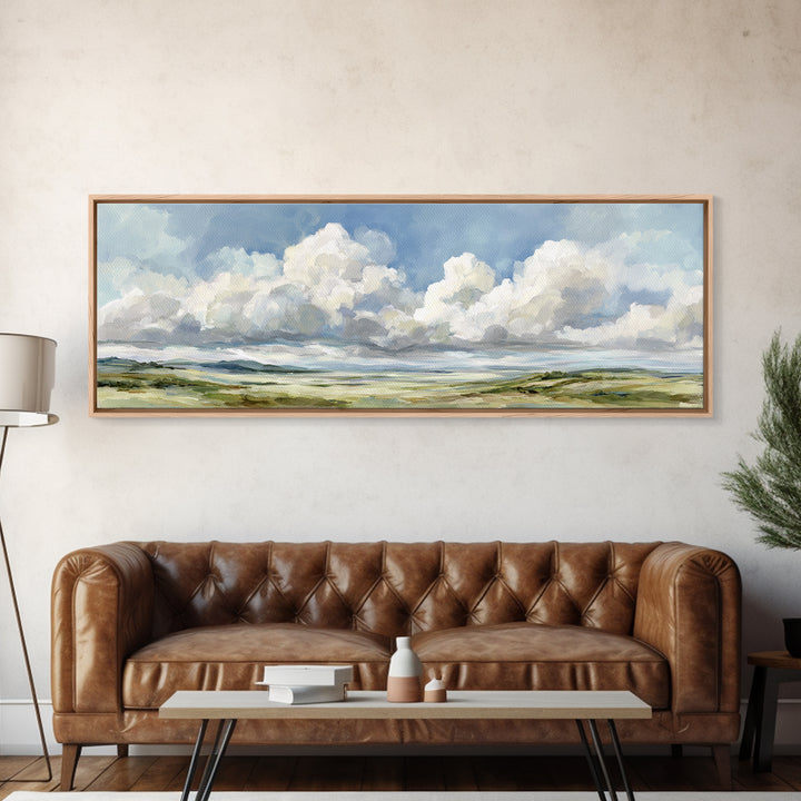 Peaceful Clouds over Open Meadow Canvas Print, Dental Office Art, Office Wall Art, Office Decor, Fine Art, Calm, Medical Decor, DOA-3x1-25