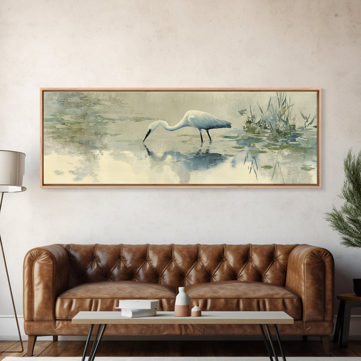 Blue Heron by Calm Marsh Water Canvas Print, Dental Office Art, Office Decor, Fine Art, Calm, Art Print, Room Decor, DOA-3x1-39